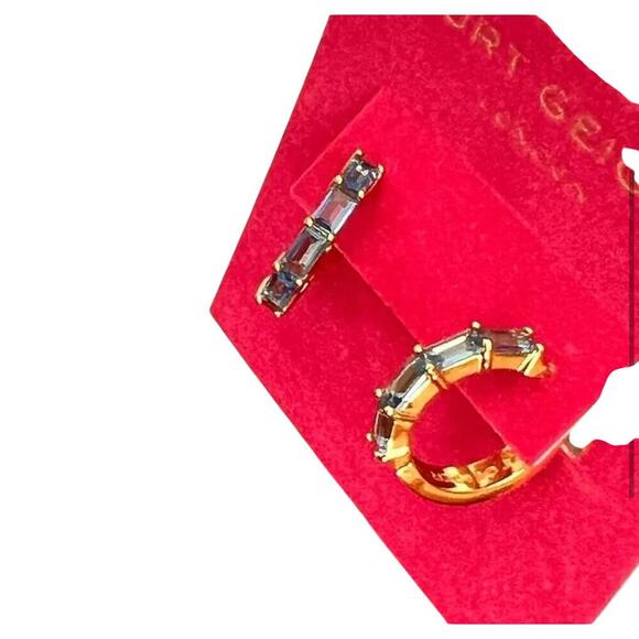 Kurt Geiger London Blue Cubic Zirconia Huggie Hoop Earrings - Picture 2 of 8